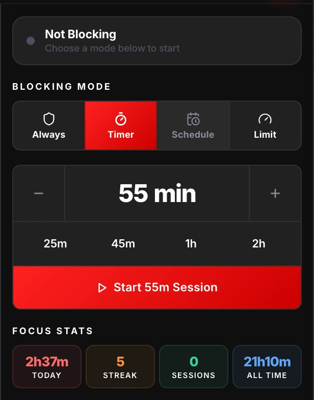 DeTube Focus Timer